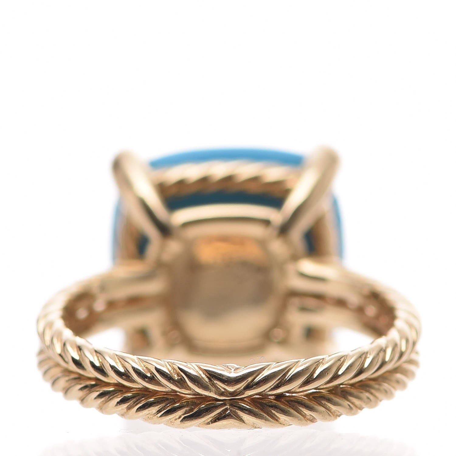 David Yurman 18K Yellow Gold Diamond Turquoise 14mm Chatelaine Ring 57 8 4 of 6