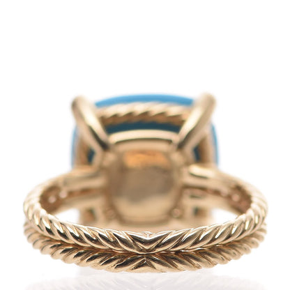 David Yurman 18K Yellow Gold Diamond Turquoise 14mm Chatelaine Ring 57 8 4 of 6