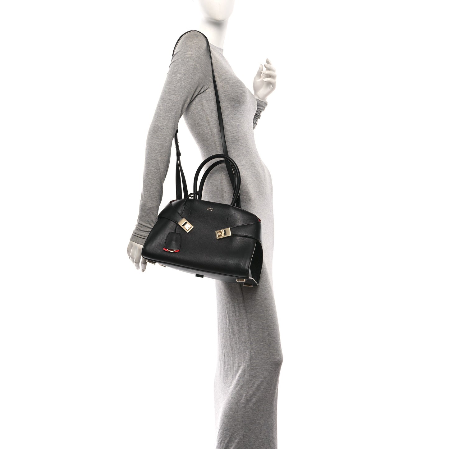 Calfskin Small Hug Bag Black Flame Red