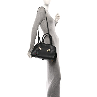 Salvatore Ferragamo Calfskin Small Hug Bag Black Flame Red 2 of 10