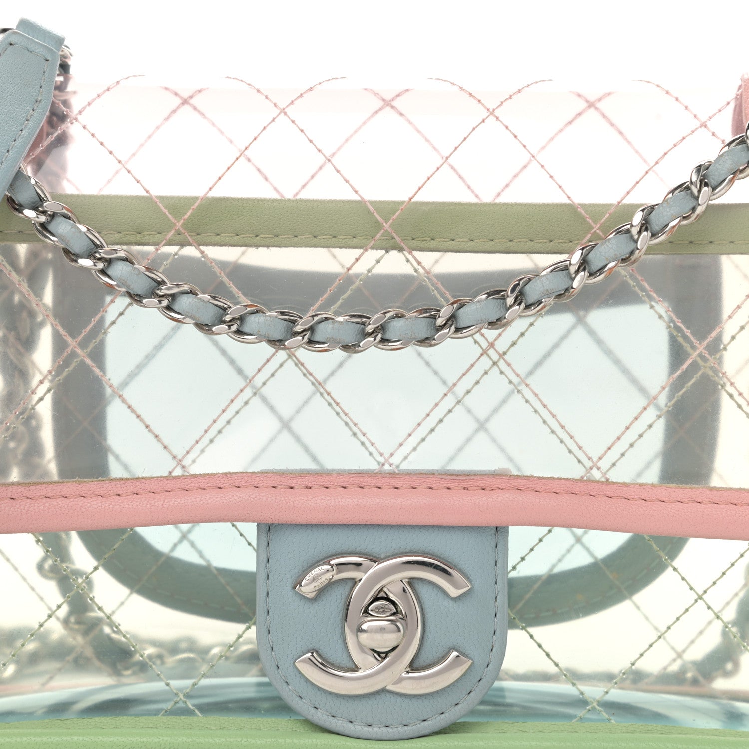 Chanel Lambskin PVC Quilted Mini Coco Splash Flap Blue Green 8 of 10