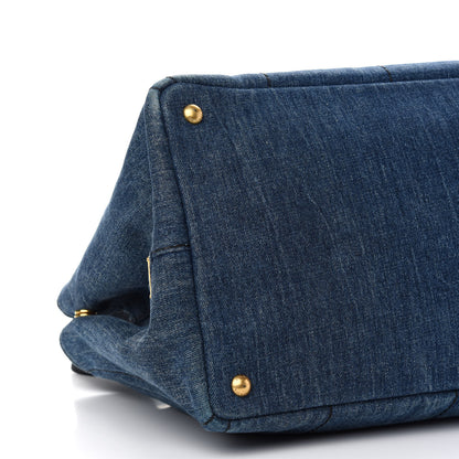 Prada Denim Logo Tote Bleu 7 of 8