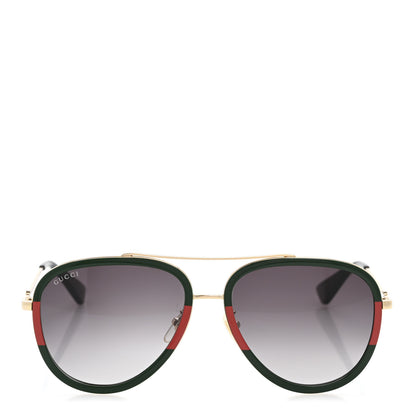 Gucci Web Aviator Sunglasses GG0062S Green Red 2 of 8
