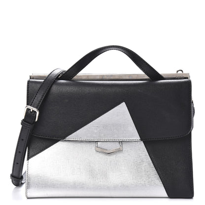 Fendi Vitello Elite Bi-Color Demi Jour Shoulder Bag Black Silver 1 of 11