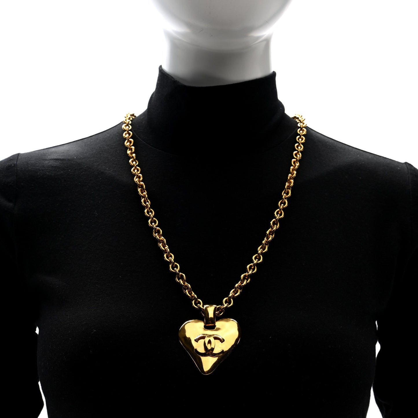CC Heart Chain Pendant Necklace Gold