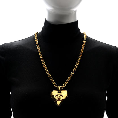 Chanel CC Heart Chain Pendant Necklace Gold 2 of 5