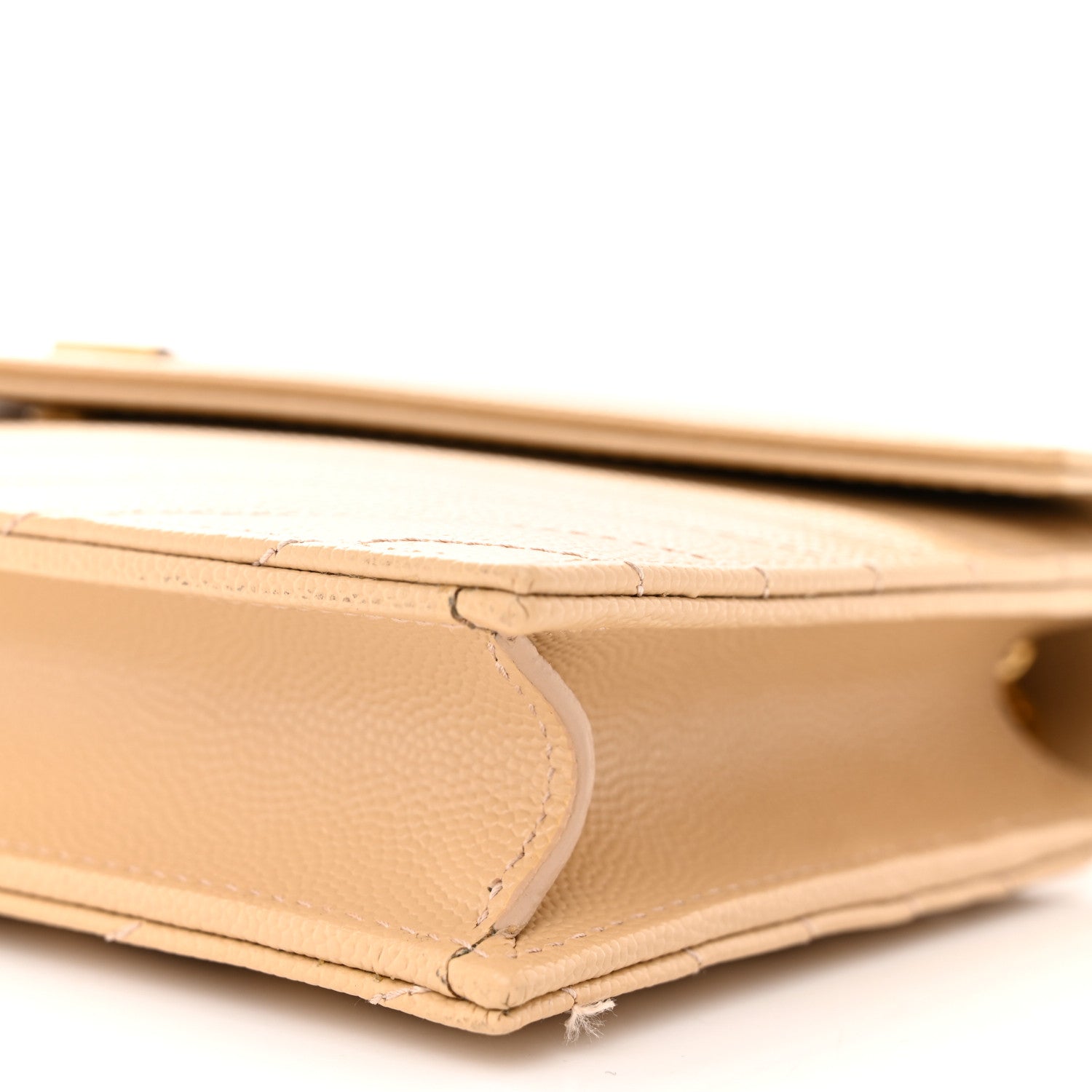 Saint Laurent Grain De Poudre Matelasse Chevron Monogram Envelope Chain Wallet Nude Powder 10 of 10