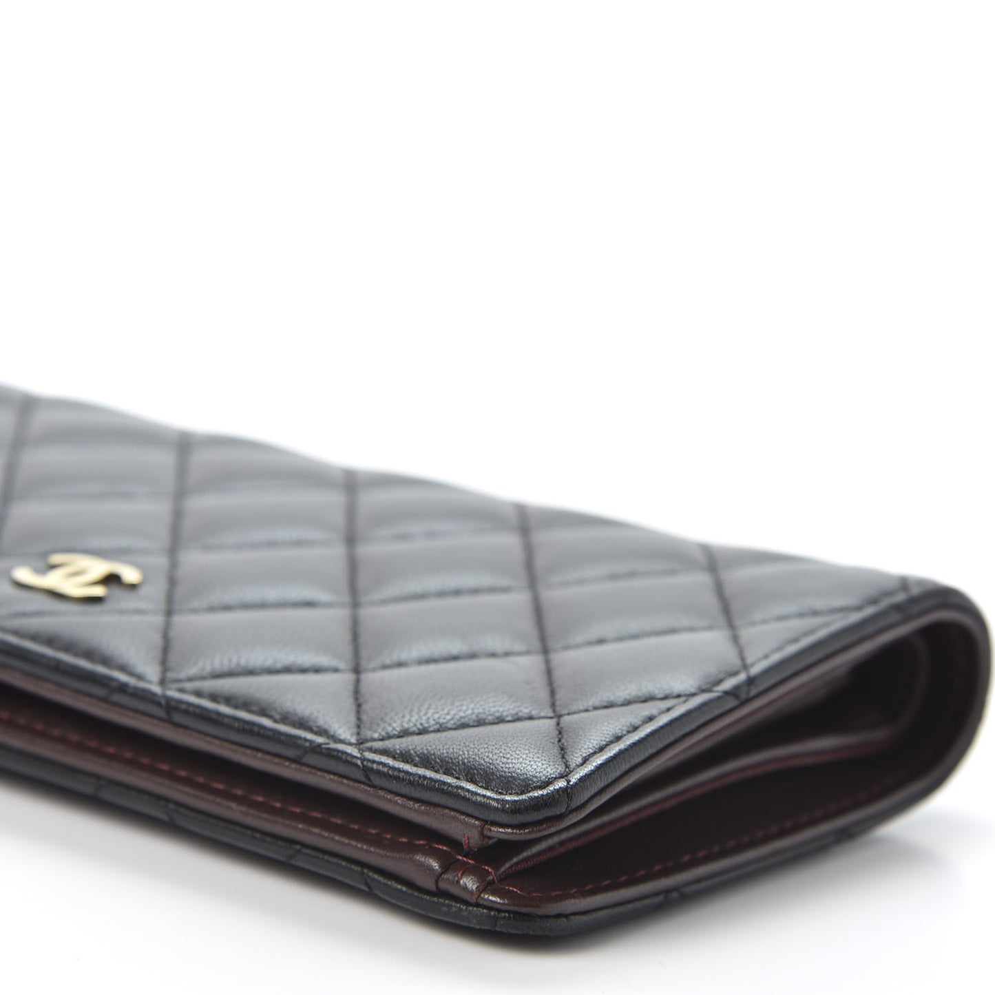Lambskin Quilted Yen Wallet Black