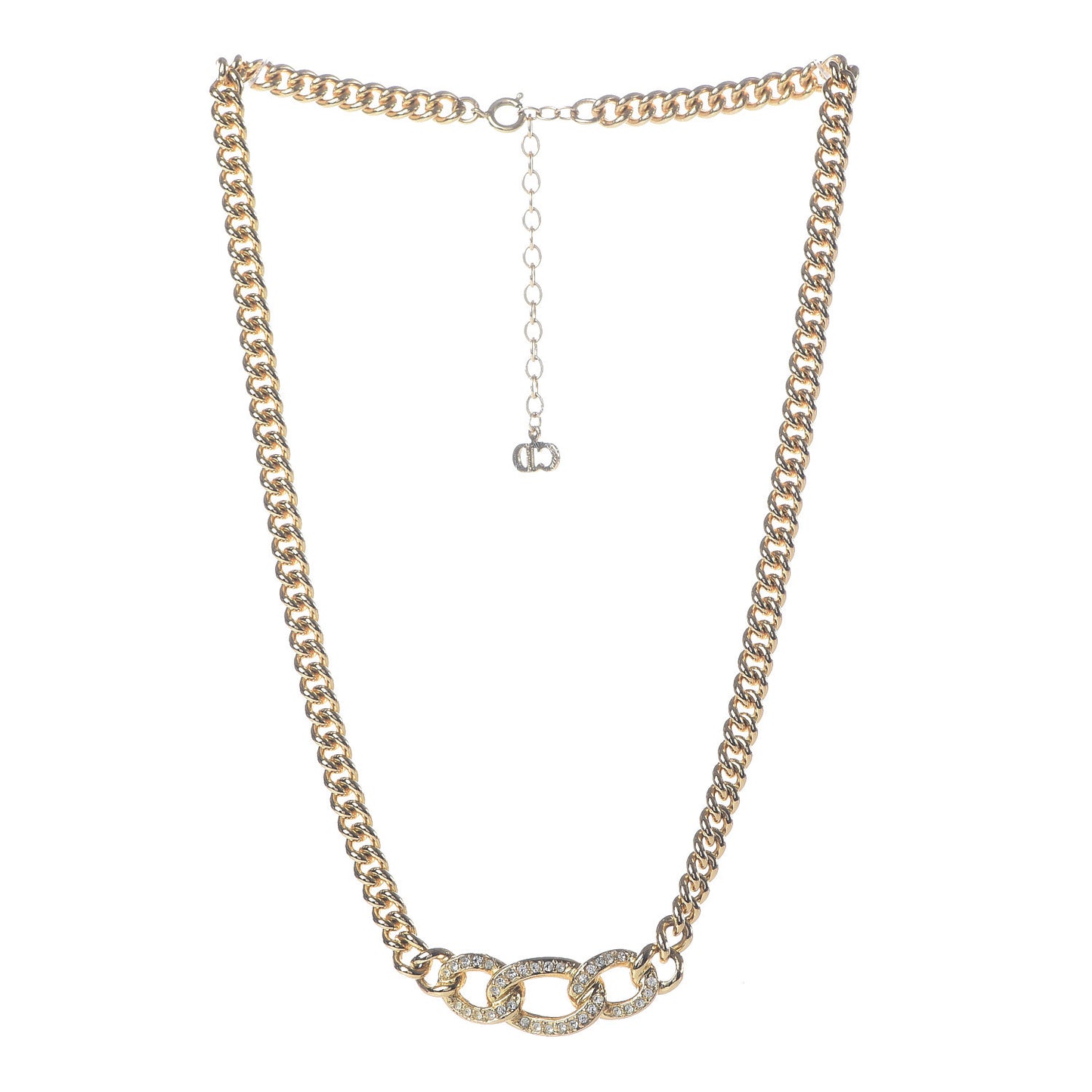 Crystal Interlocking Necklace Gold