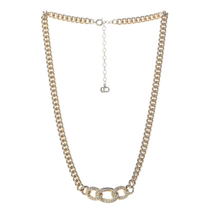 Christian Dior Crystal Interlocking Necklace Gold 3 of 8