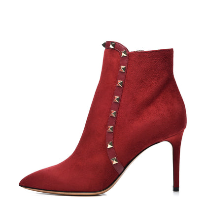 Valentino Garavani Suede Rockstud 85mm Ankle Booties 37 Rubino 1 of 10