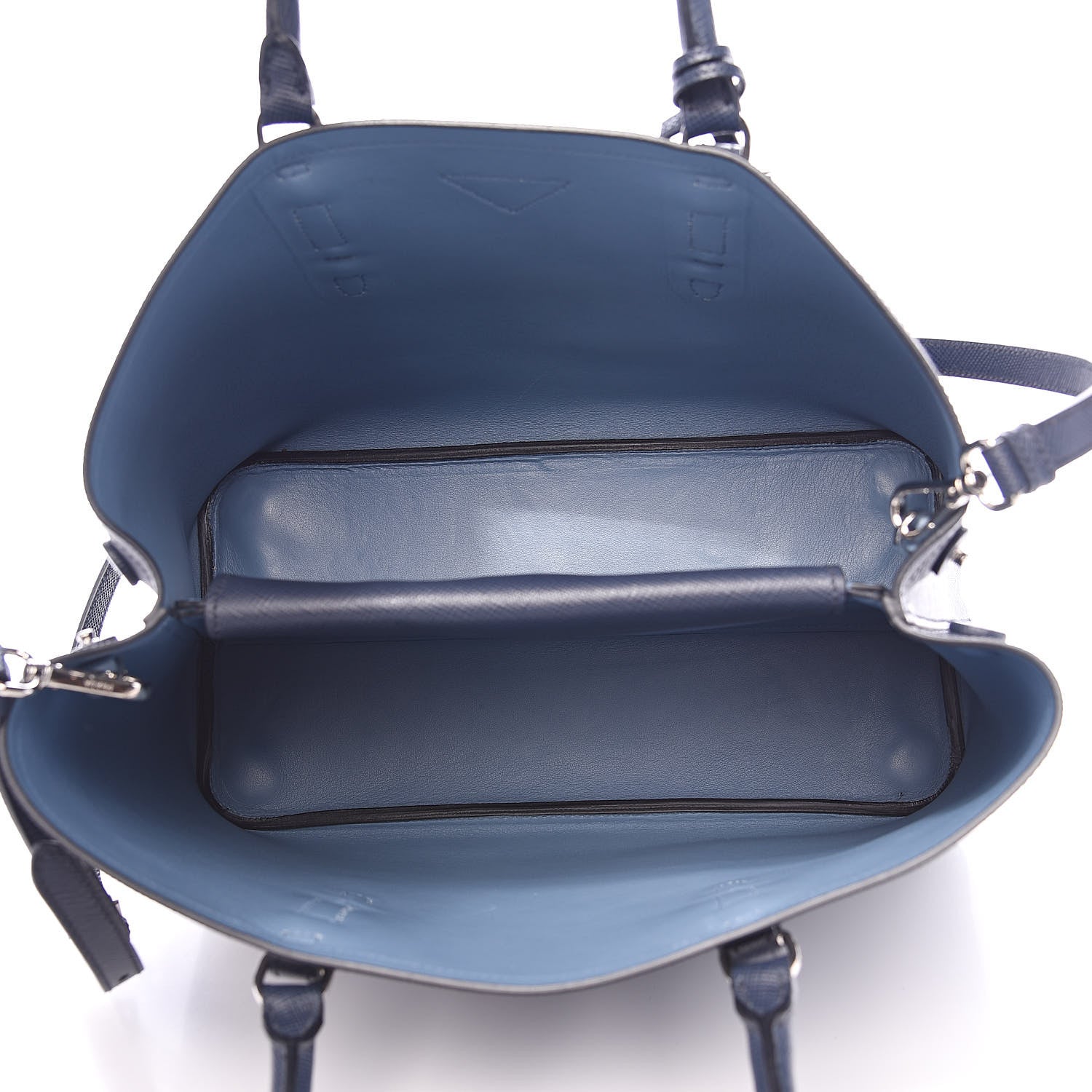 Prada Saffiano Cuir Medium Double Handle Tote Baltico Astrale 7 of 11