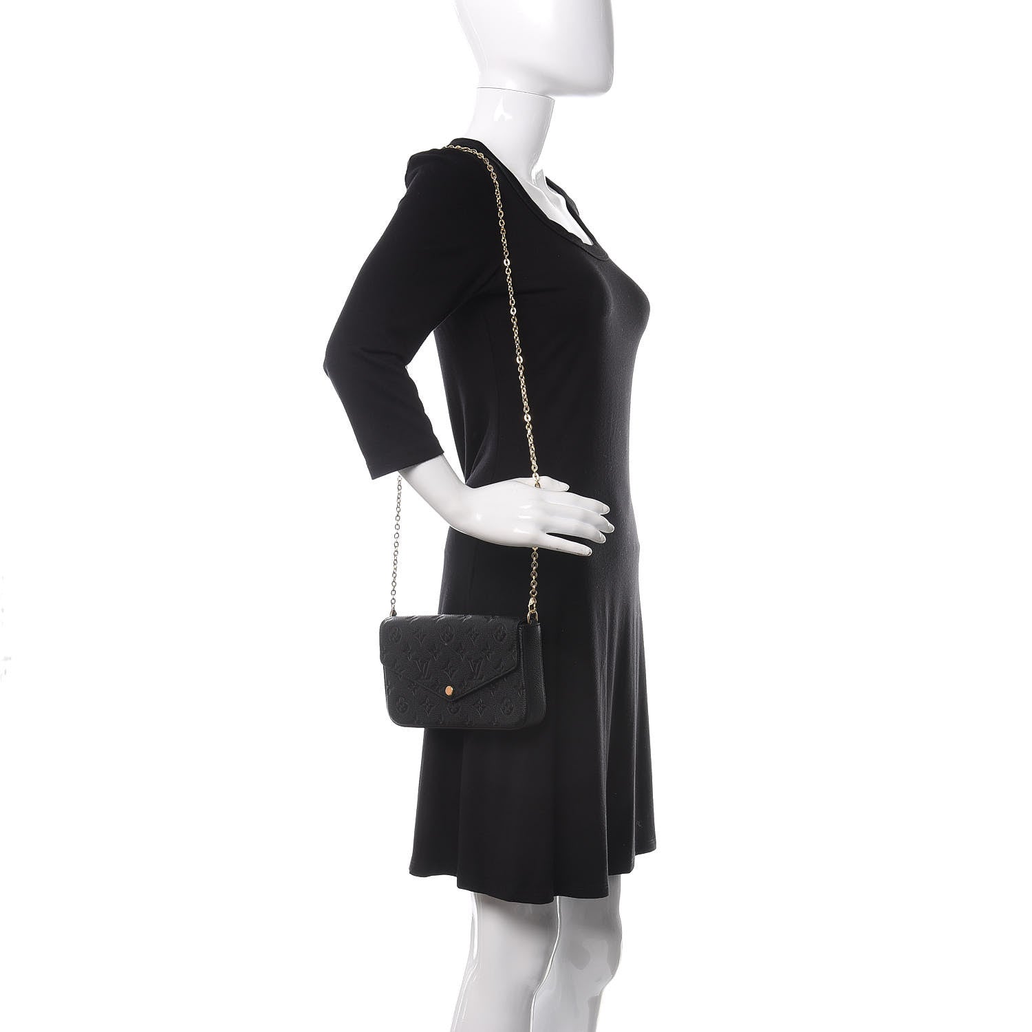Louis Vuitton Empreinte Pochette Felicie Chain Wallet Black 2 of 12