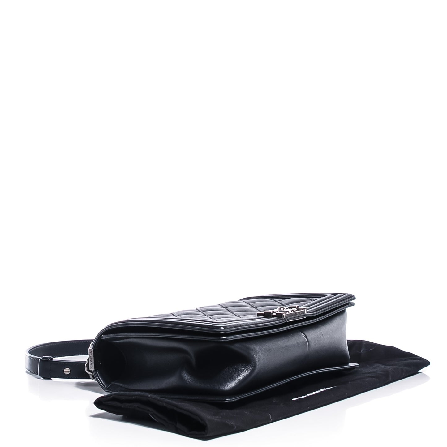 Calfskin Quilted Double Stitch New Medium Boy Flap Black