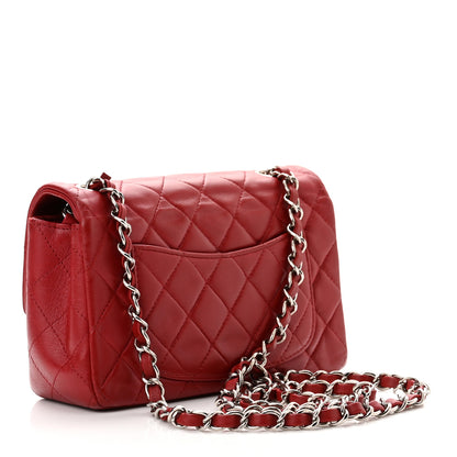 Chanel Lambskin Quilted Mini Rectangular Flap Dark Red 2 of 8
