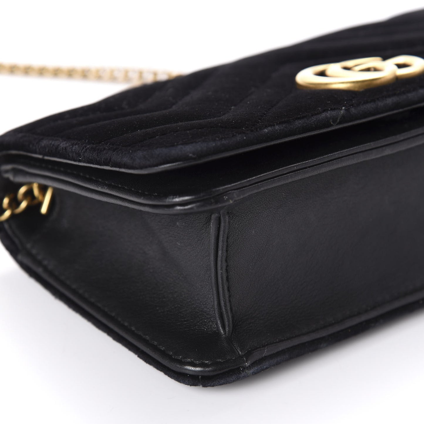 Velvet Matelasse GG Marmont Mini Bag Black