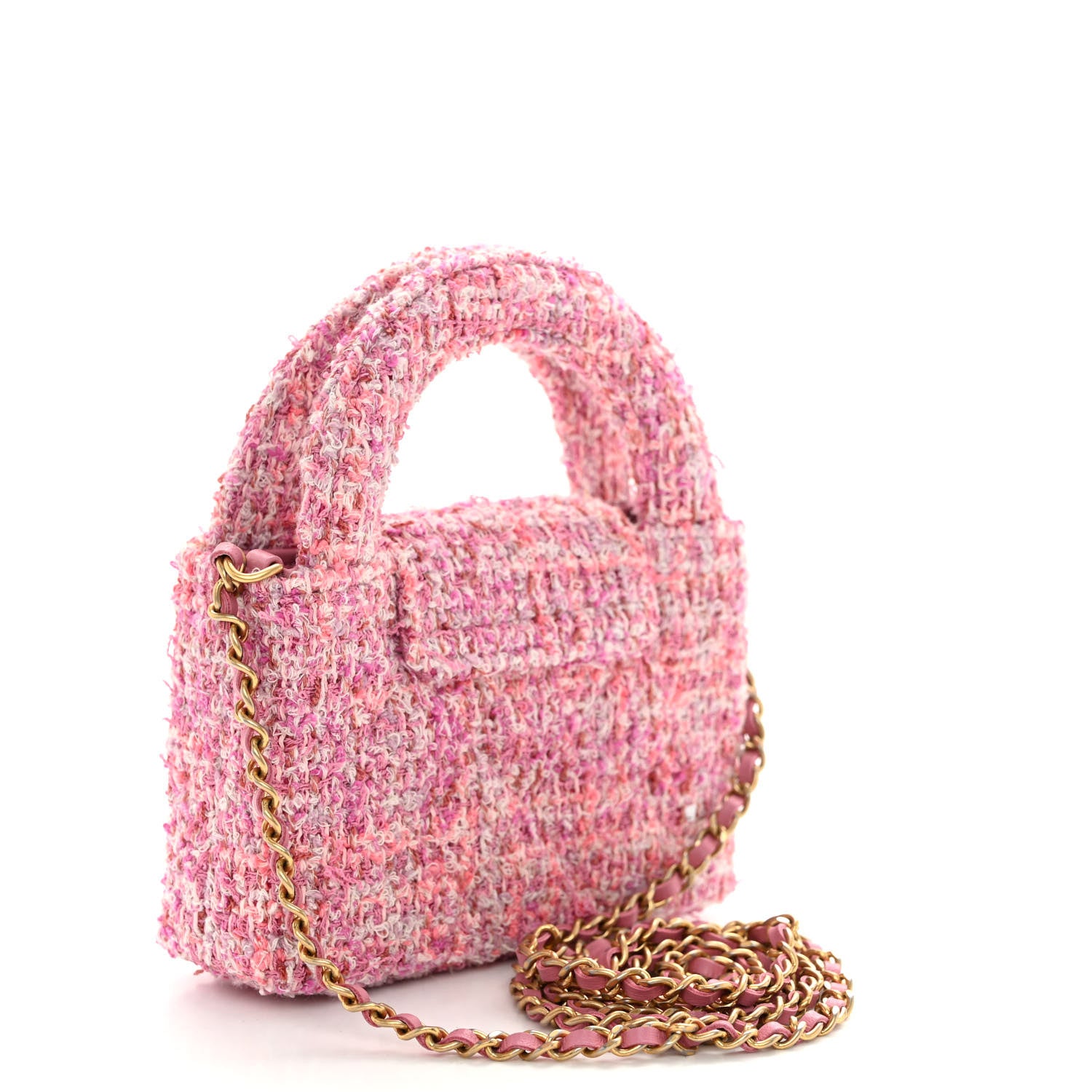 Chanel Tweed Quilted Mini Nano Kelly Shopper Pink 3 of 10