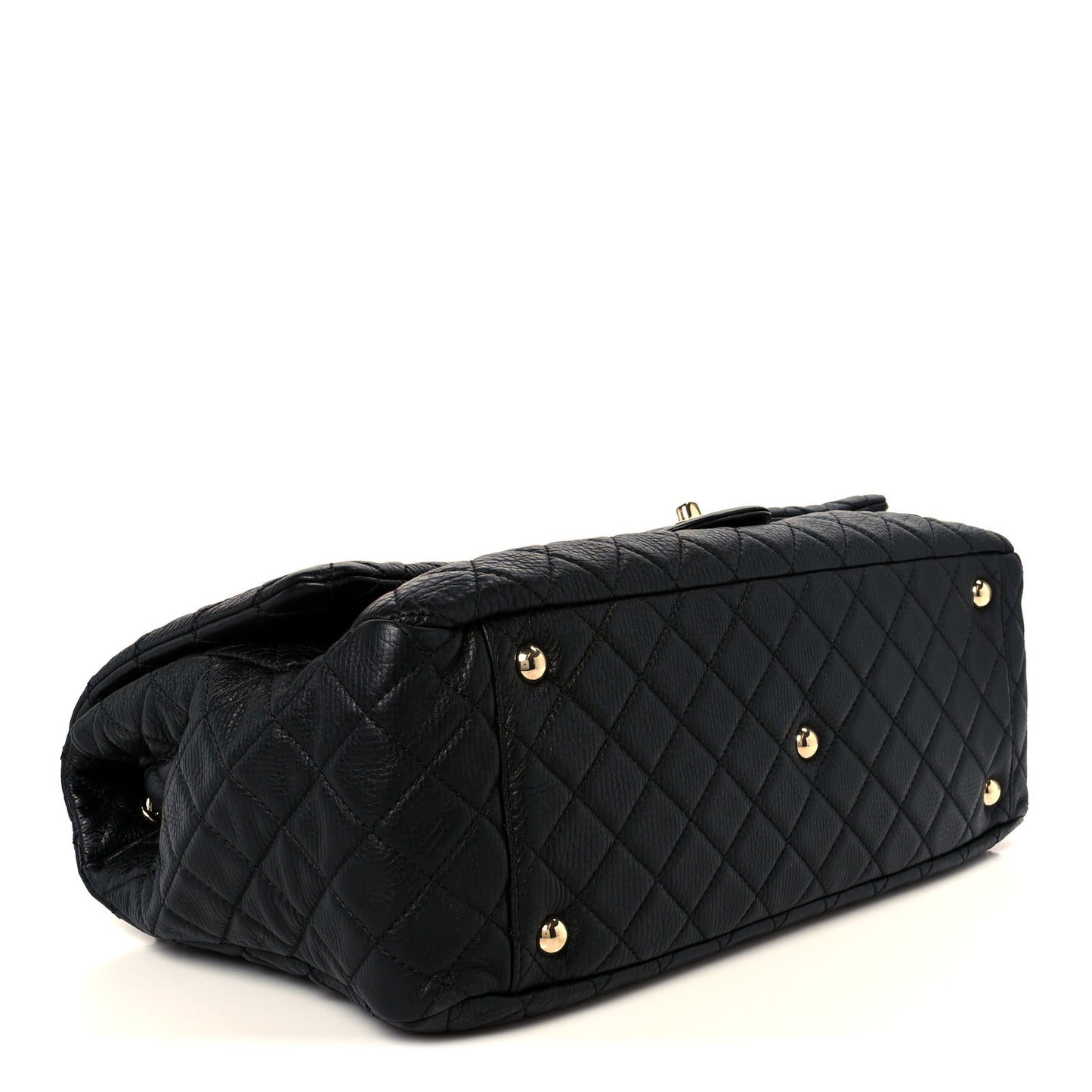 Calfskin Quilted XXL Travel Flap Bag Black