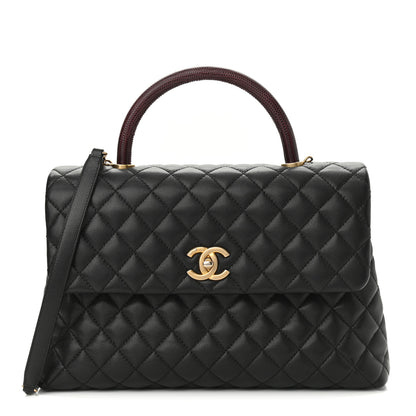 Chanel Caviar Lizard Quilted Medium Coco Handle Flap Black 1 of 10