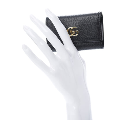 Gucci Pebbled Calfskin GG Marmont 6 Key Holder Black 2 of 8