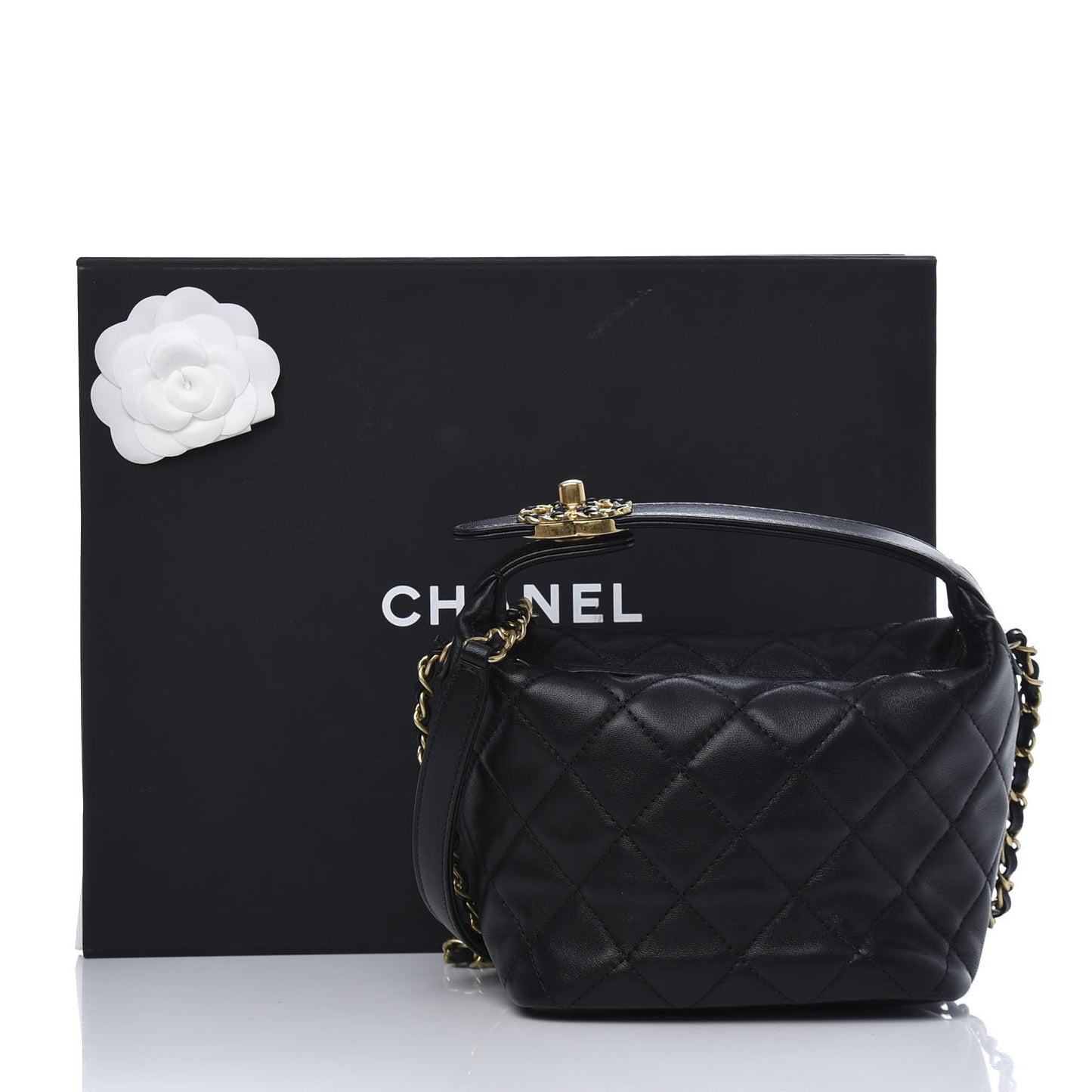 Lambskin Quilted Small Perfect Meeting Hobo Black
