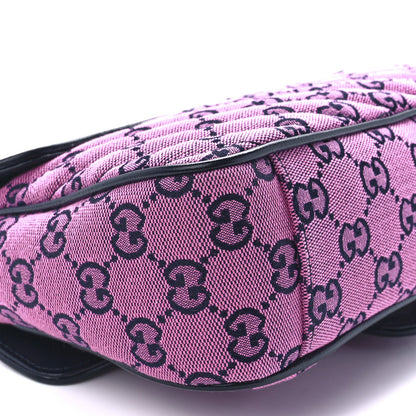 Gucci Monogram Multicolor Matelasse Diagonal Small GG Marmont Shoulder Bag Pink Blue 11 of 12