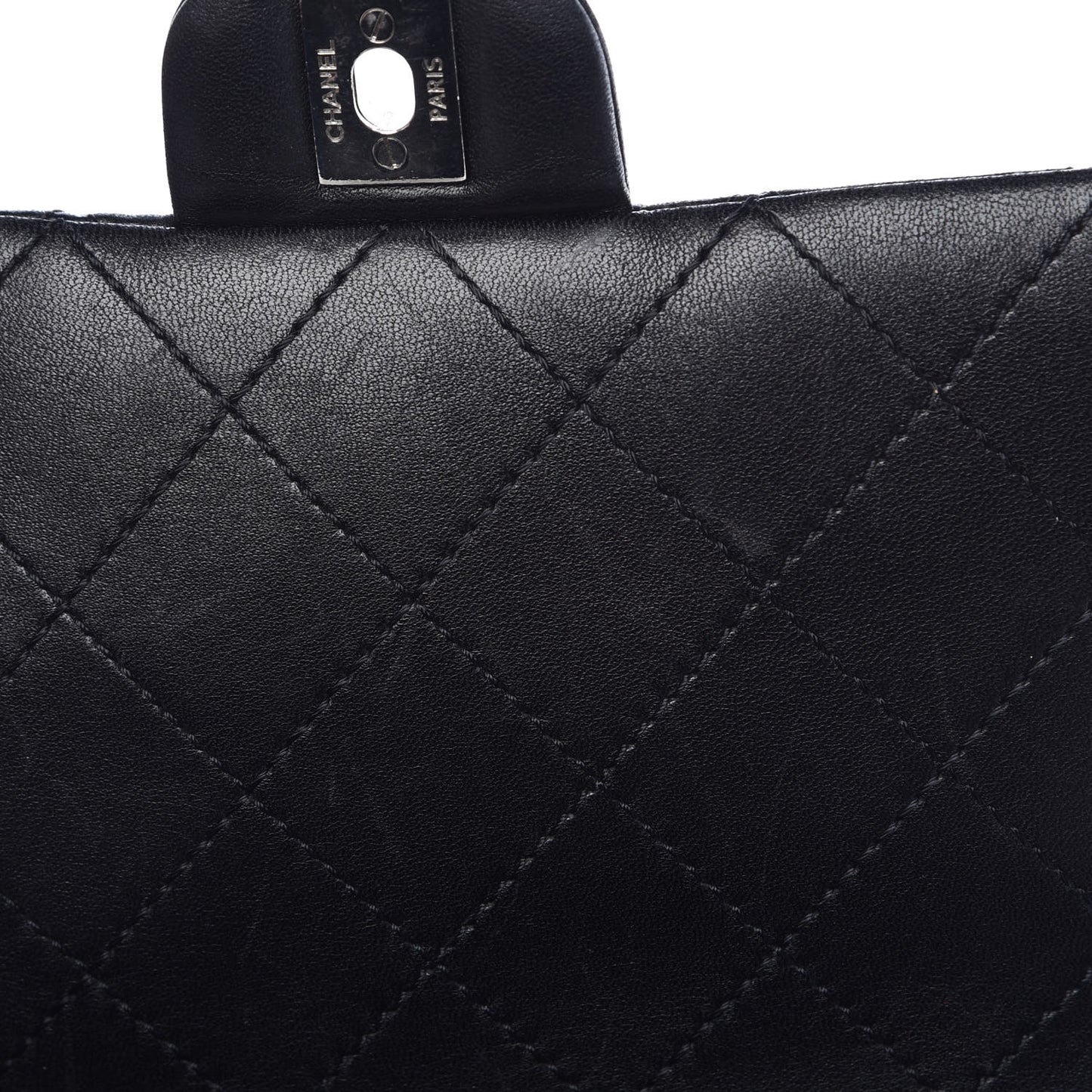 Lambskin Quilted CC Accordion Shopping Bag Black