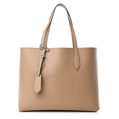 Burberry Grainy Calfskin Haymarket Check Medium Reversible Tote Camel 14 of 20