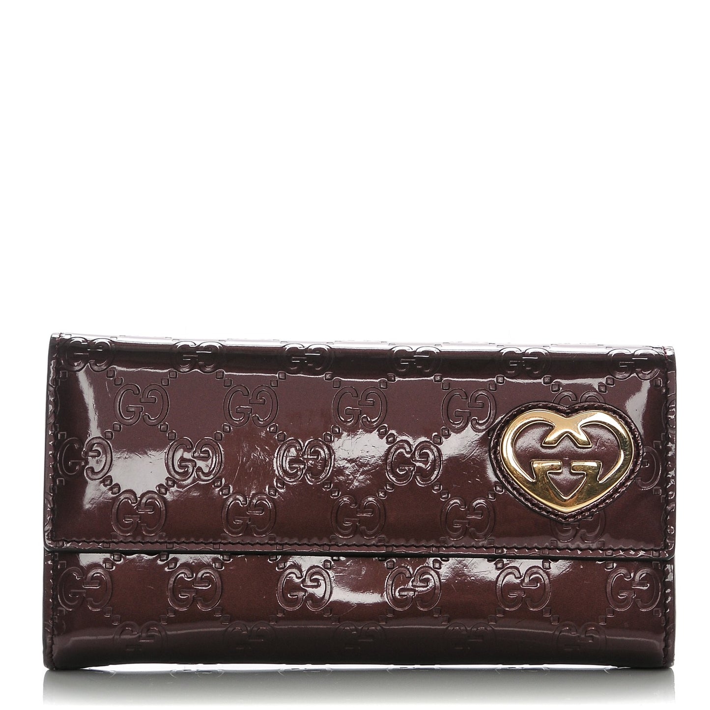 Shine Guccissima Lovely Heart Continental Wallet Scarlatto