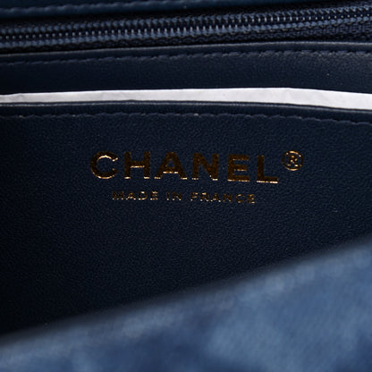Chanel Printed Denim Quilted Mini Rectangular Flap Dark Blue 5 of 10