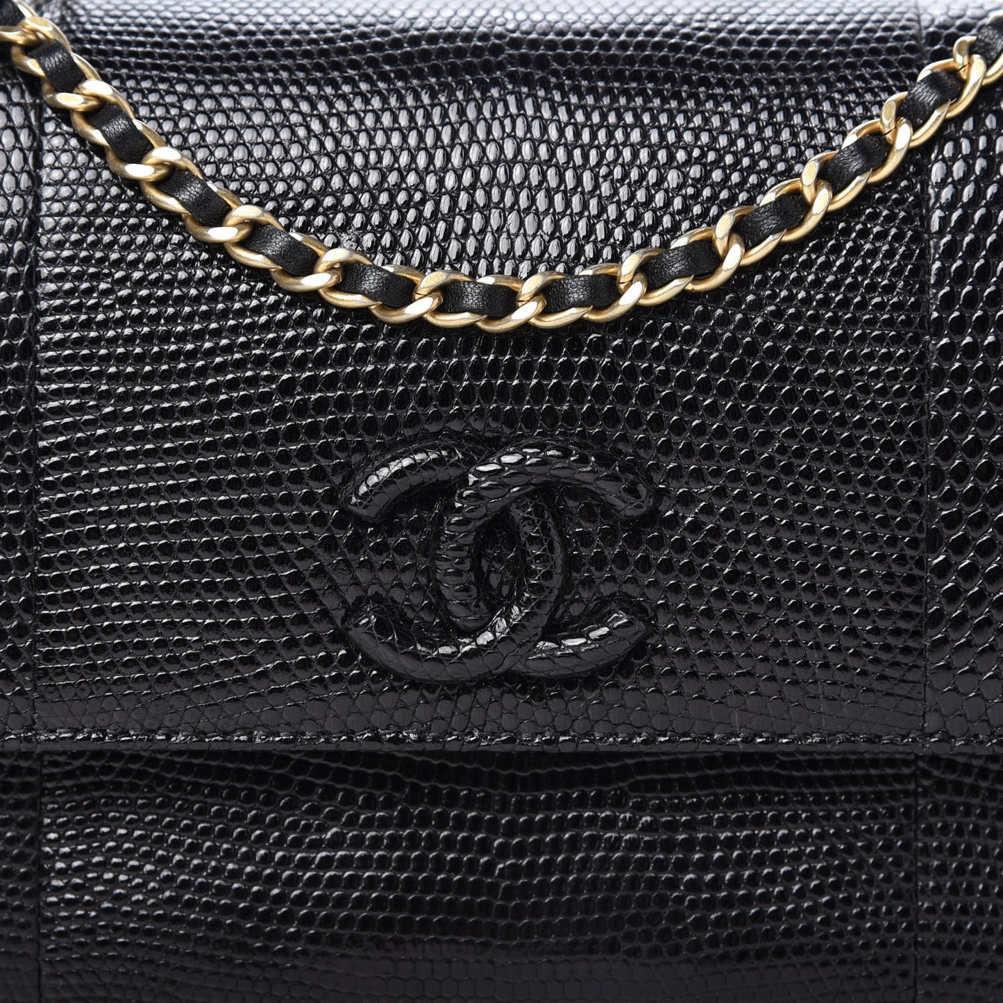 Lizard Coco Vintage Flap Black