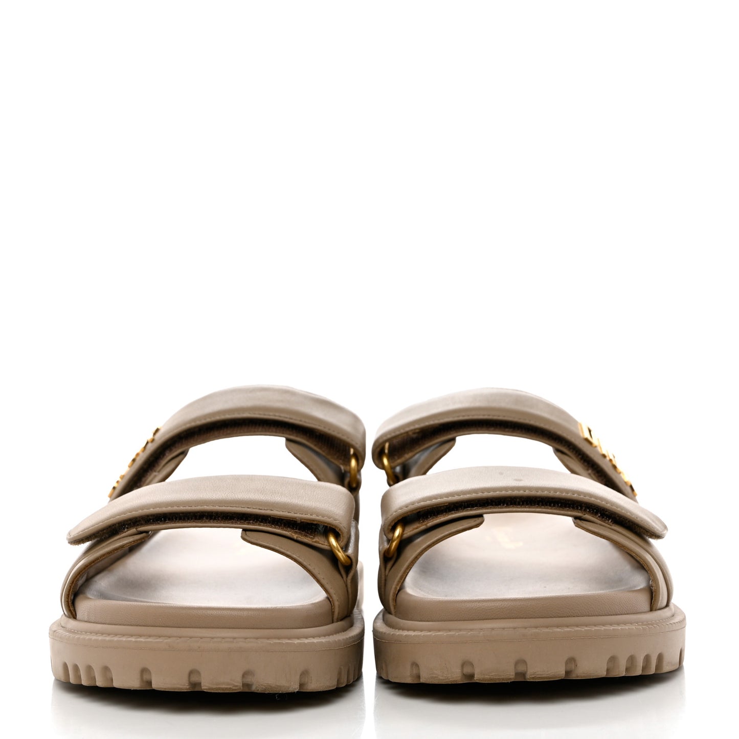 Lambskin Dioract 10mm Slide Sandals 37 Beige