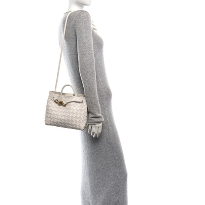 Bottega Veneta Nappa Intrecciato Small Andiamo Shoulder Bag White 2 of 9