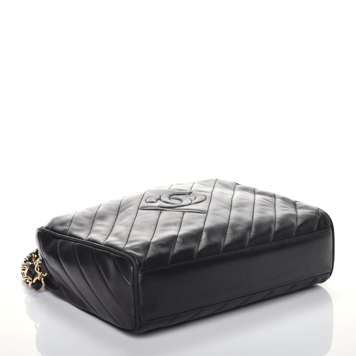 Lambskin Quilted CC Tassel Camera Case Black