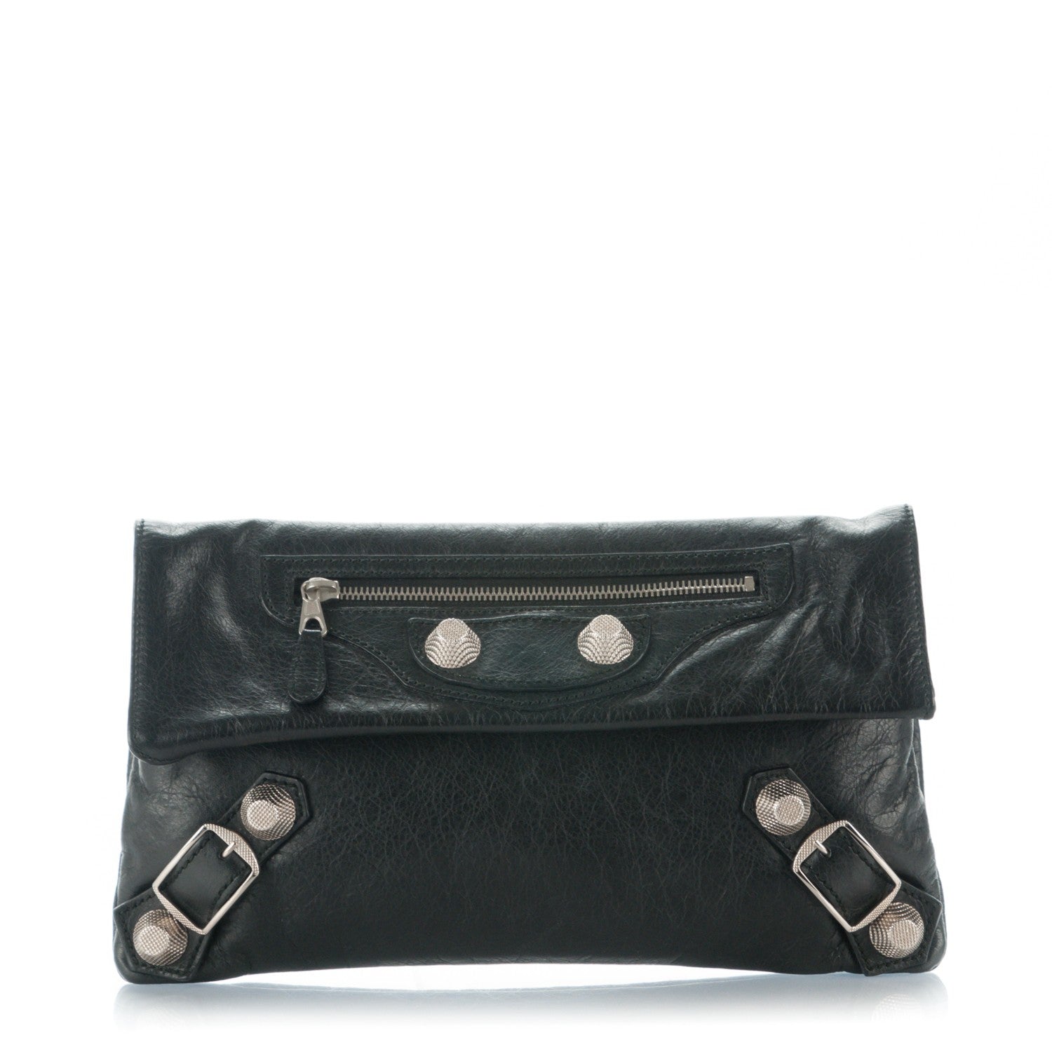 Balenciaga Agneau Giant 21 Silver Hardware Envelope Clutch Black 1 of 8