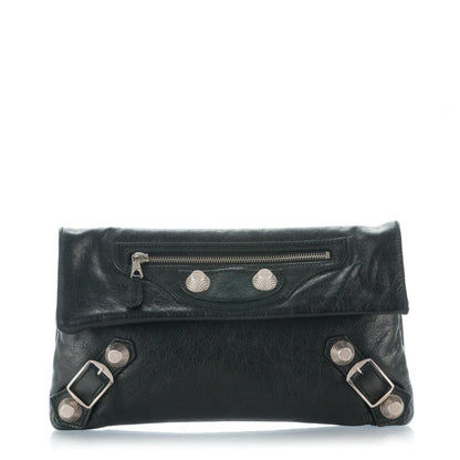 Balenciaga Agneau Giant 21 Silver Hardware Envelope Clutch Black 1 of 8