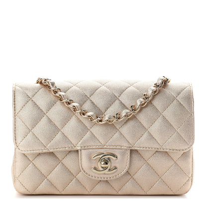 Chanel Metallic Lambskin Quilted Mini Rectangular Flap Gold 1 of 9