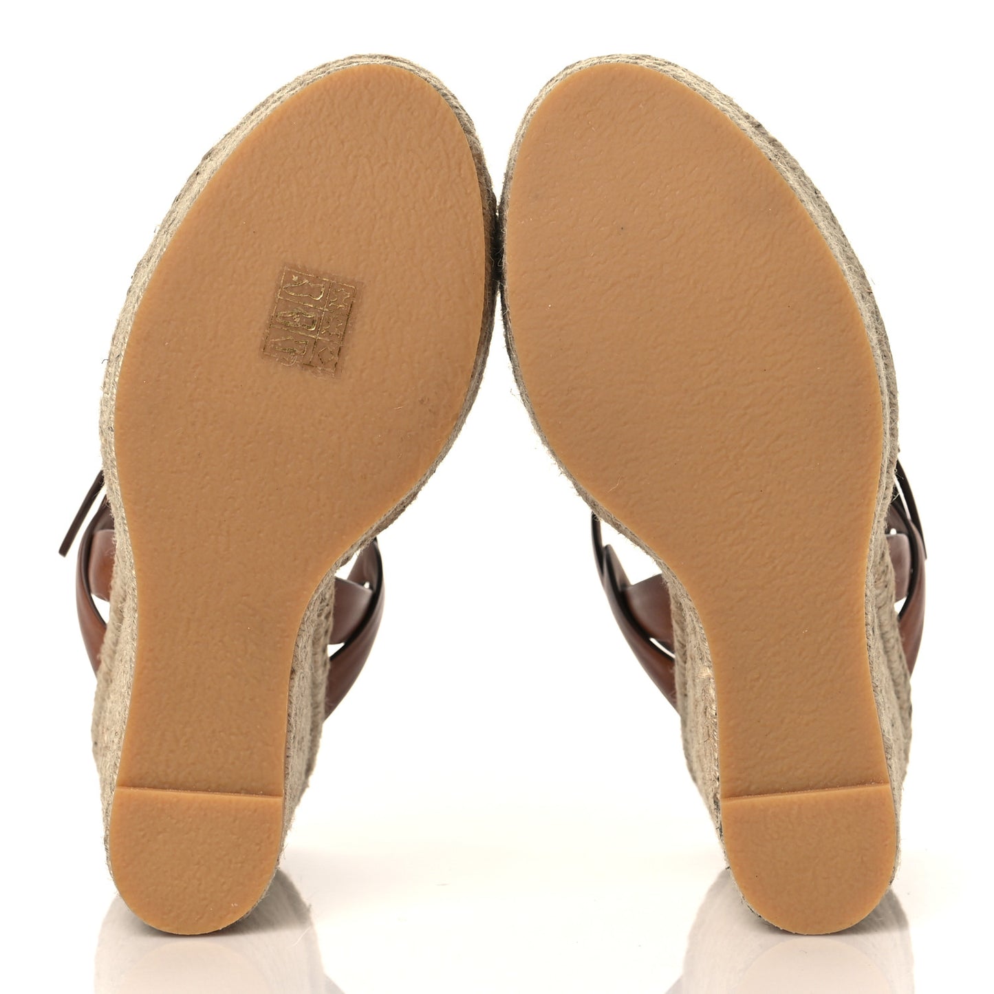 Calfskin 85 Platform Espadrille Wedge Sandals 38.5 Brown