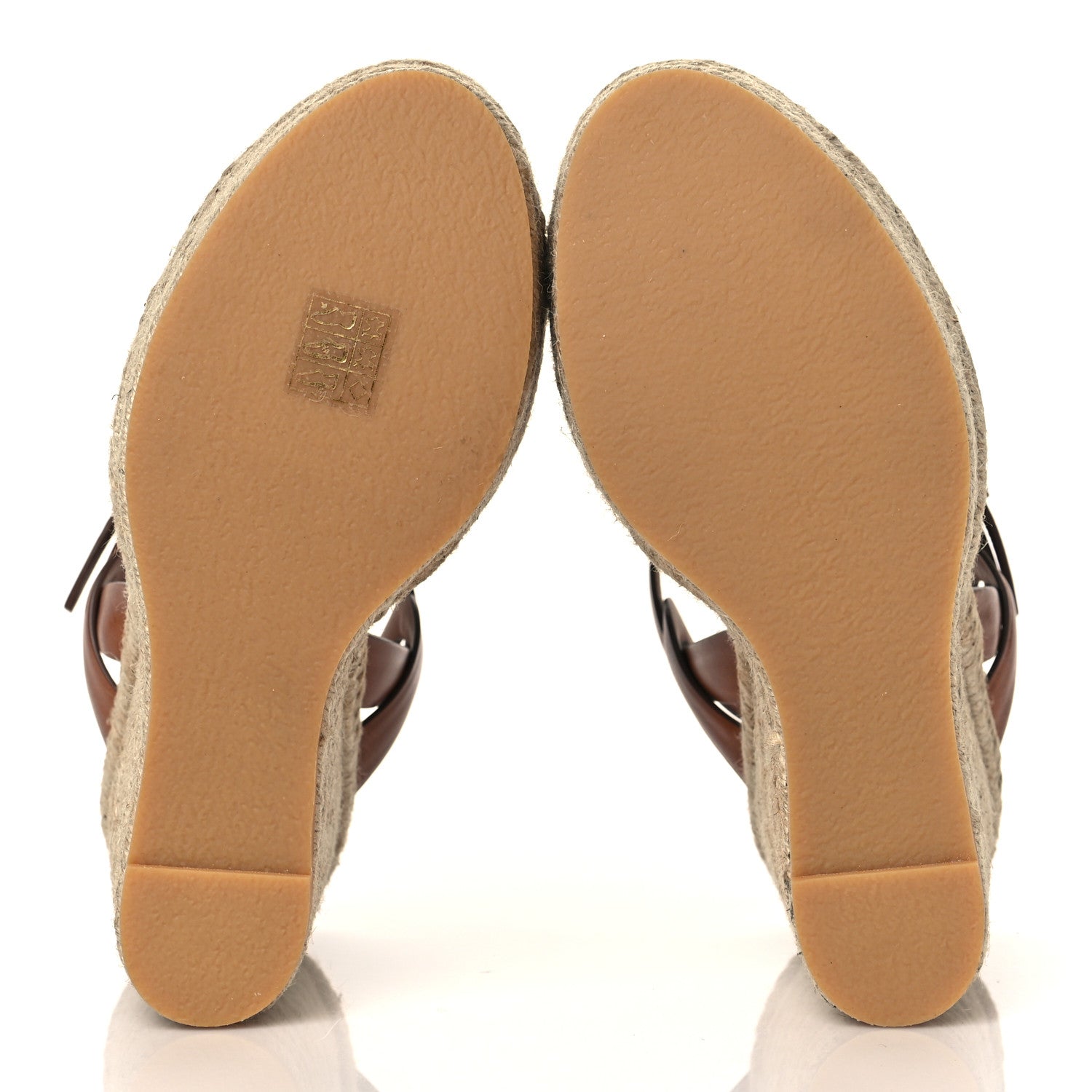 Saint Laurent Calfskin 85 Platform Espadrille Wedge Sandals 38.5 Brown 5 of 8