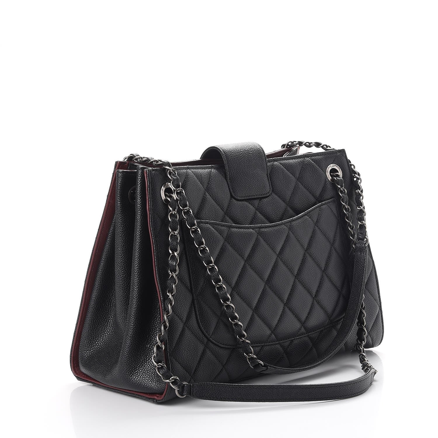 Chanel Caviar Quilted Large CC Accordion Shopping Bag Black 3 of 8