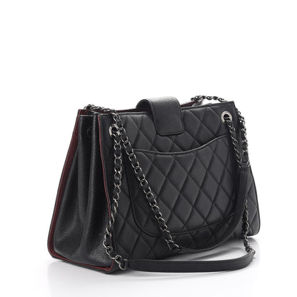 Chanel Caviar Quilted Large CC Accordion Shopping Bag Black 3 of 8