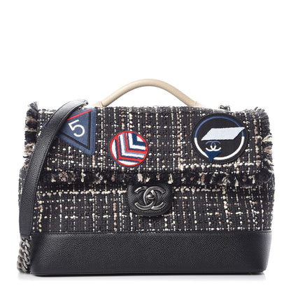 Chanel Tweed Trip Top Handle Flap Black 1 of 10