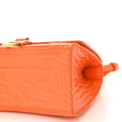 Balenciaga Shiny Calfskin Crocodile Embossed Small Hourglass Top Handle Bag Orange 9 of 10