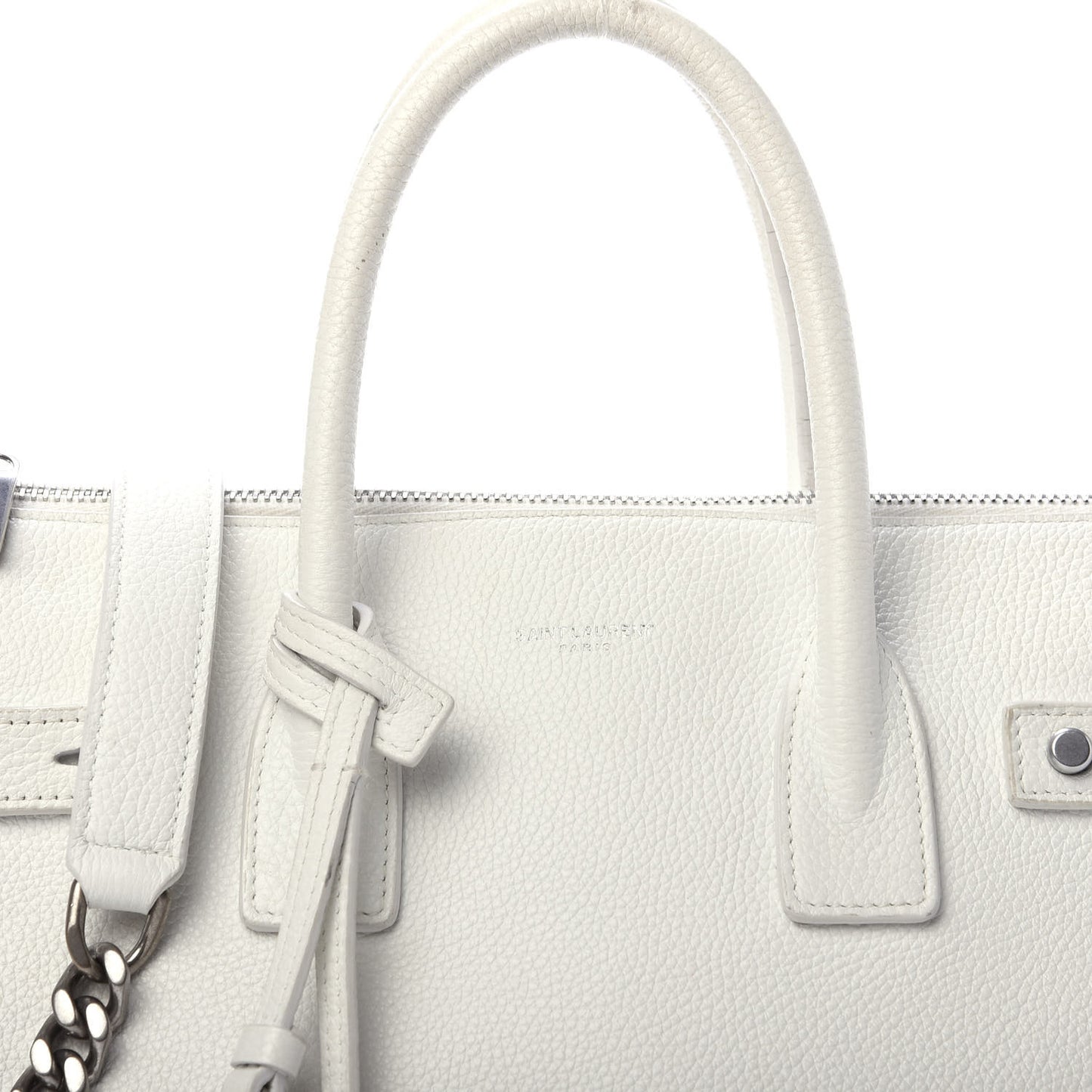 Grained Calfskin Baby Supple Sac De Jour White