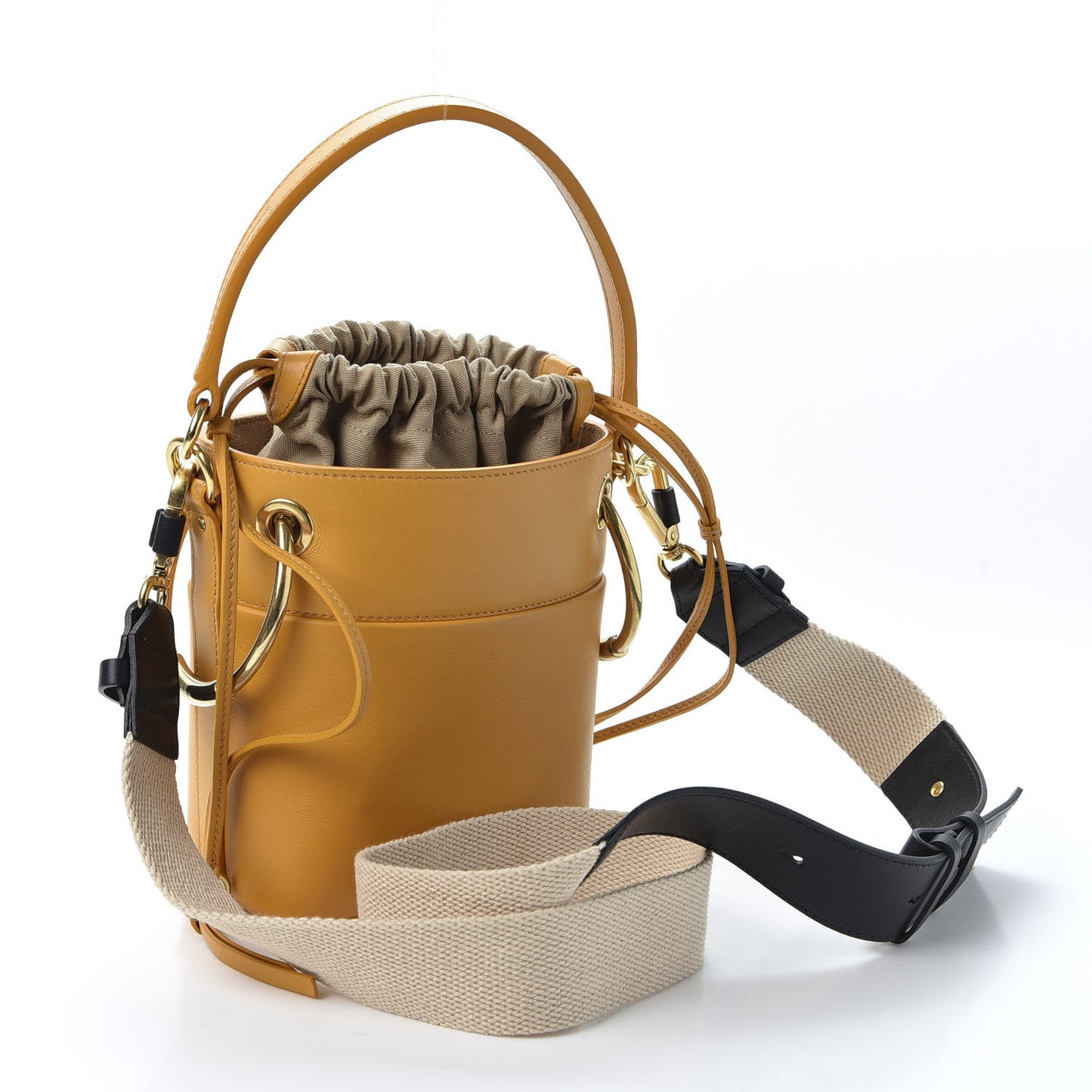 Smooth Calfskin Mini Roy Bucket Bag Burning Camel