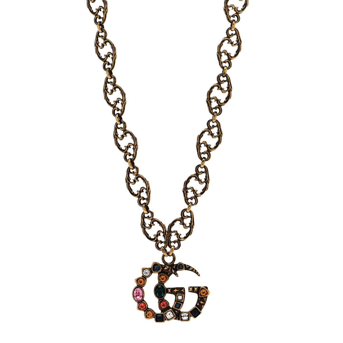 Crystal Marmont Necklace Aged Gold Multicolor