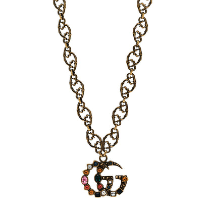 Gucci Crystal Marmont Necklace Aged Gold Multicolor 1 of 5