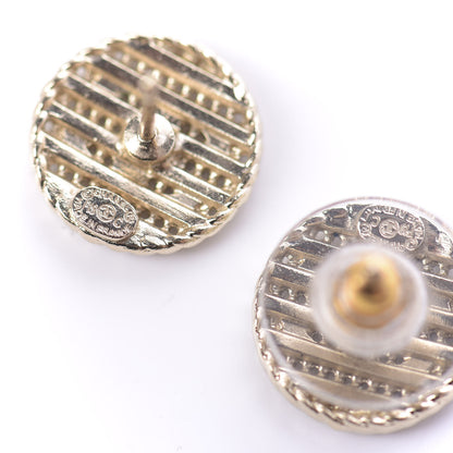Chanel Metal Chain CC Round Earrings Gold Blue 5 of 6