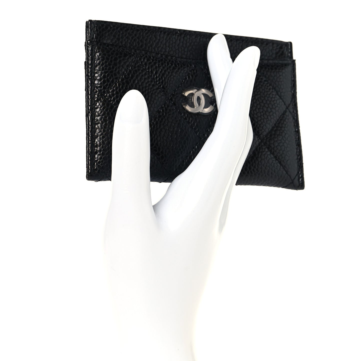 Caviar Quilted Card Holder Black