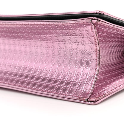 Christian Dior Metallic Patent Micro-Cannage Medium Diorama Flap Bag Pink 10 of 12